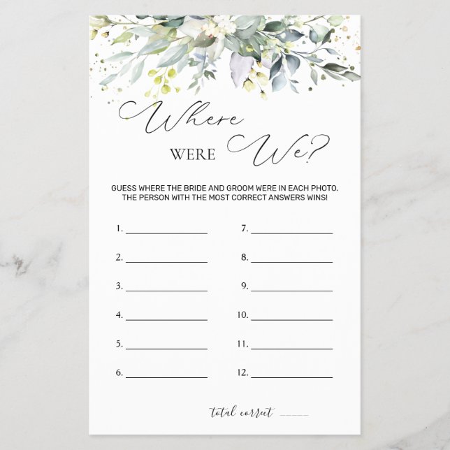 Flyer Vegetación de juegos de ducha de novia donde estáb (Frente)