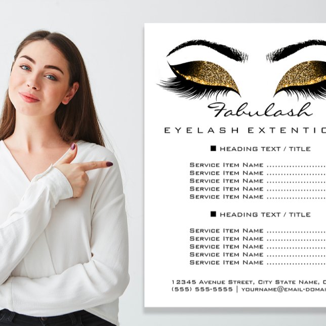 Flyer Vendedora de belleza de maquillaje Salón de bellez (Makeup Artist Beauty Salon Price List Flyer White)