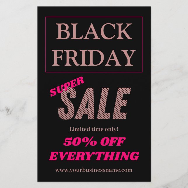 Flyer Venta / Black Friday Dorado rosa / Rosa (Frente)