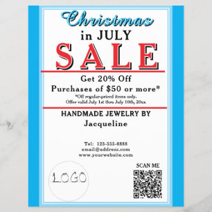 Flyer Venta de Navidad en Julio Joyas Corazón Azul Blanc