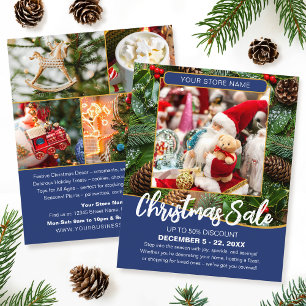 Flyer Venta de Navidad Fiesta Comercial Azul Marino Nego