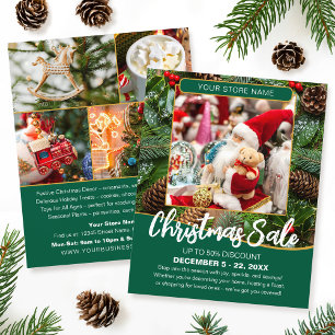 Flyer Venta de Navidad Fiesta Comercial Navideña Verde