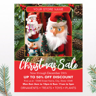 Flyer Venta de Navidad Personalizada con Foto Roja para 