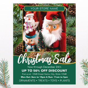 Flyer Venta de Navidad Personalizada Foto Verde Negocio