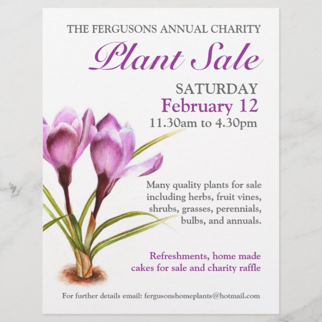 Flyer Venta de plantas de primavera flamante de arte cro (Frente)