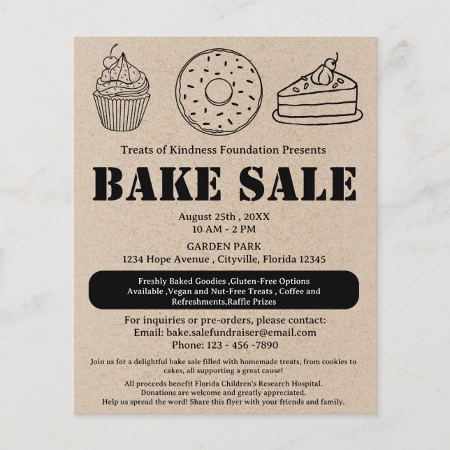 Flyer Venta de Repostería Kraft Marrón Rústico (Frente)