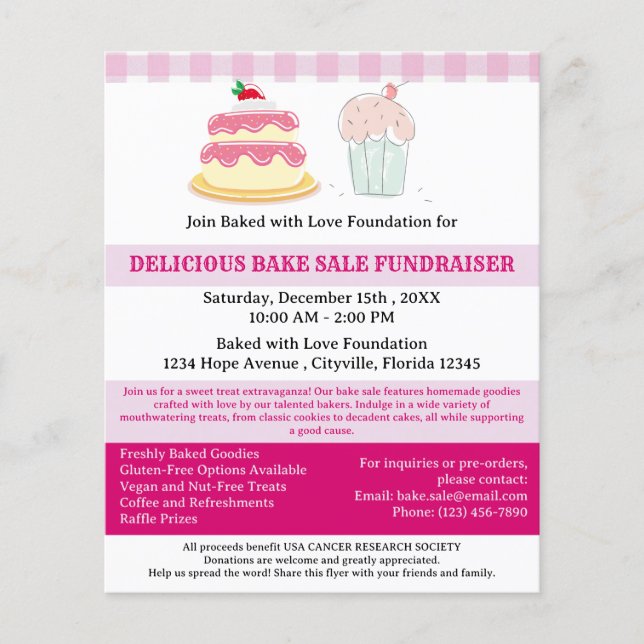 Flyer Venta de Repostería Profesional para Recaudar Fond (Frente)