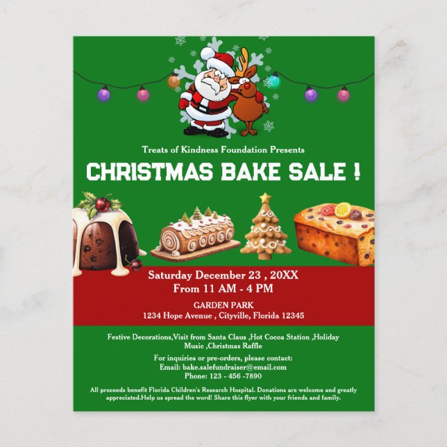 Flyer Venta de Repostería Única de Navidad para Recaudar (Frente)