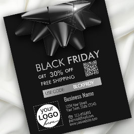 Flyer Venta del Viernes Negro Código QR del Lazo Gris Fo