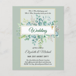 Flyer Verde CATÓLICO Boda Presupuesto cristiano moderno