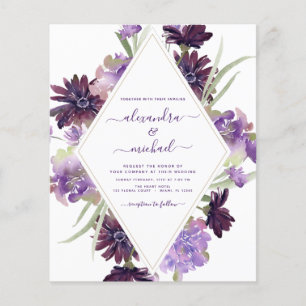 Flyer Verdor floral Boda púrpura y deprimente