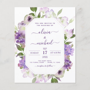 Flyer Verdor floral Boda púrpura y deprimente