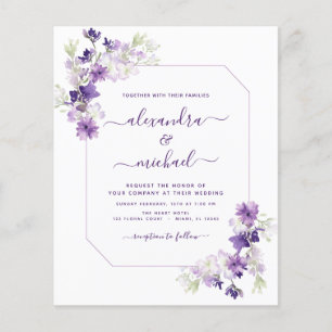 Flyer Verdor floral Boda púrpura y deprimente