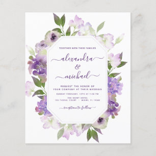 Flyer Verdor floral Boda púrpura y deprimente
