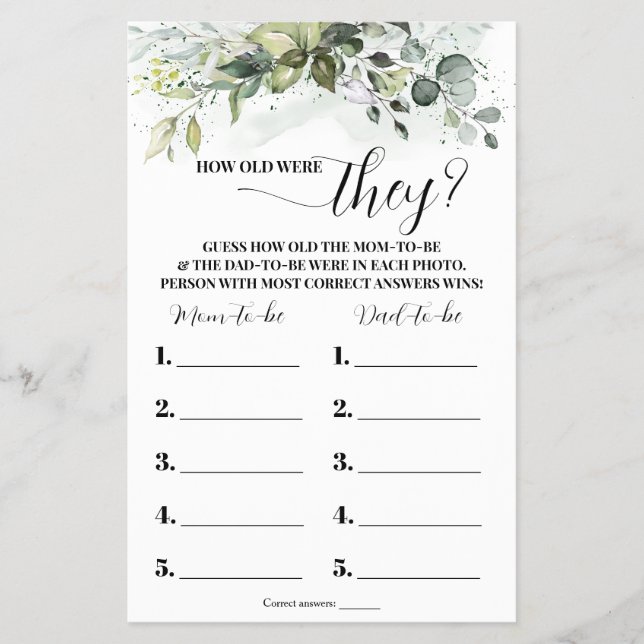 Flyer Verdor ¿Qué edad tenían las tarjetas de juego Baby (Frente)