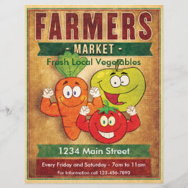 Flyer Verduras locales frescas del mercado de agricultor