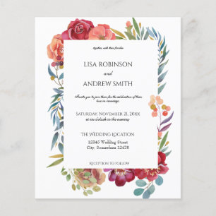 Flyer Viajero Boda V1 Blanco Floral Rosado Presupuestari