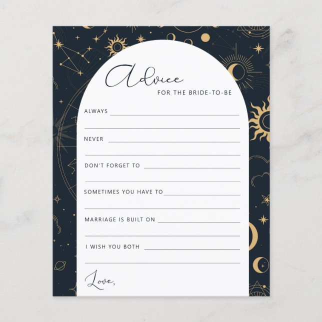 Flyer Viajero De Consejos Para La Novia De Sol Celestial (Frente)