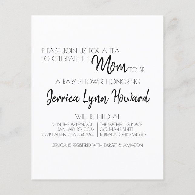 Flyer Viajero De Invitación De Baby Shower Para Mamá (Frente)