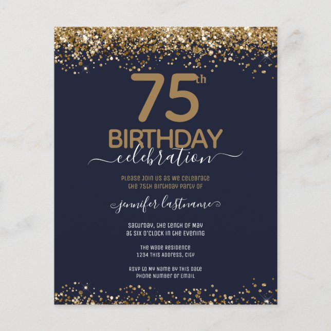 Flyer Viajero de invitaciones al Purpurina de cumpleaños (Frente)