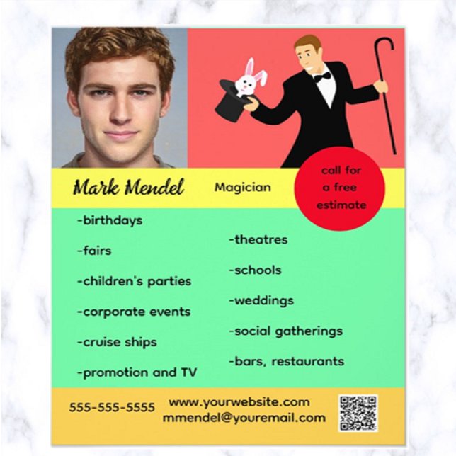 Flyer Viajero de Magia Editable (What a great way to advertise your magician's business!)