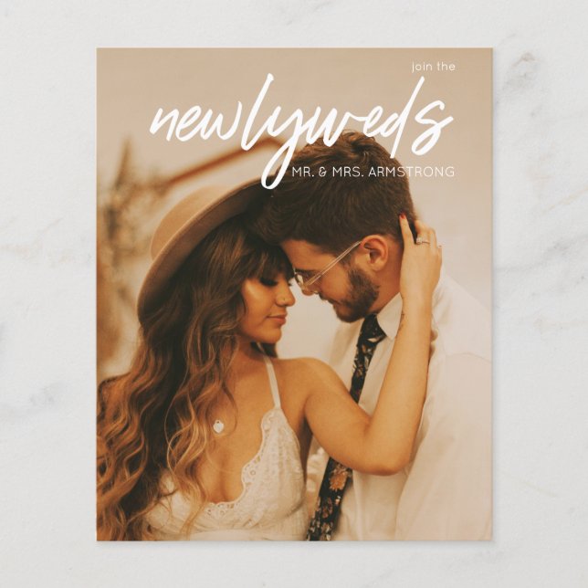 Flyer Viajero De Recepción De Boda De 3 Fotografías De B (Frente)