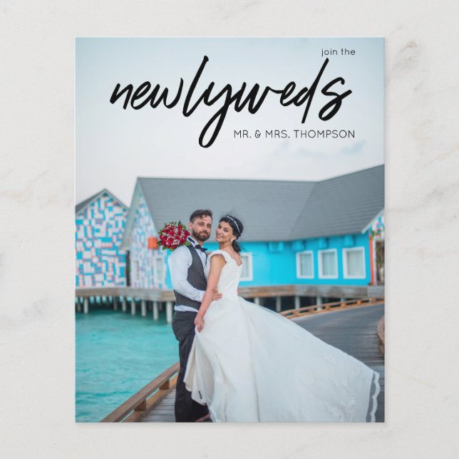 Flyer Viajero De Recepción De Boda De Foto B Para Recién (Frente)