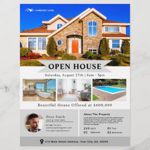 Flyer Viajero Inmobiliario Profesional Gris Open House