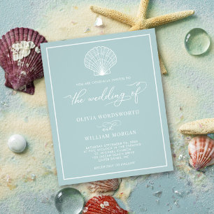 Flyer Vidrio marino de la invitación a la boda de la pla