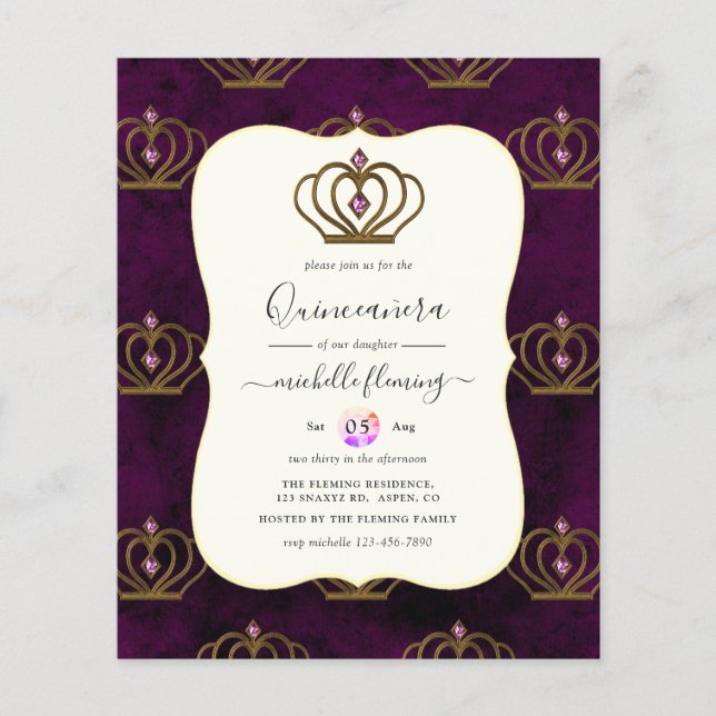 Flyer Vieja elegancia de oro Quinceañera (Frente)