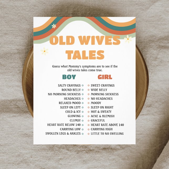 Flyer Viejas esposas cuentan juego de Baby Shower Retro  (Subido por el creador)