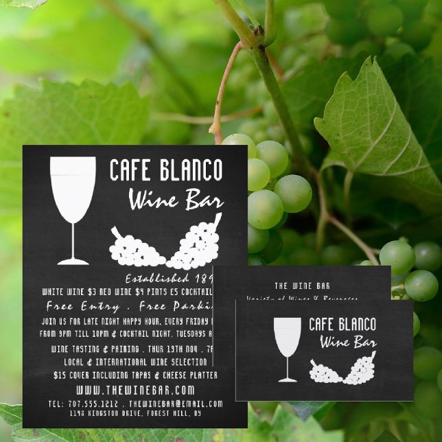Flyer Vino y uva, bar de vinos/bodega de pizarra (Subido por el creador)