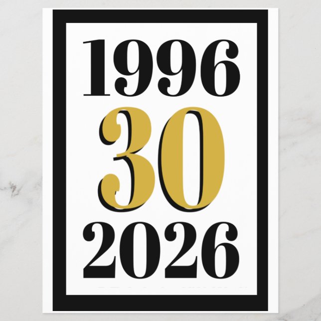 Flyer Vintage 1996 Milestone 30th Birthday   (Frente)