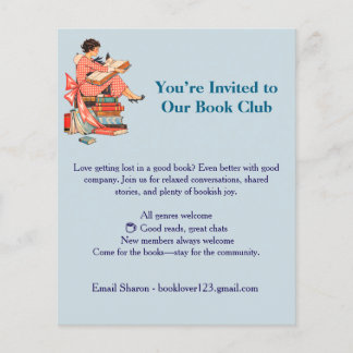 Flyer Vintage Book Lover Reading Illustration