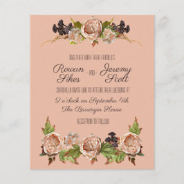 Flyer Vintage Rubor & Plum Floral Budget Invitación Flye