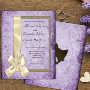 Flyer Violeta de época de presupuesto, invitación de cas