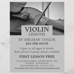 Flyer Violinista, lecciones de violín publicitarias