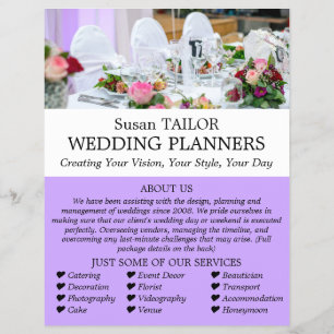 Flyer Visualización de tabla de bodas, planificador de e