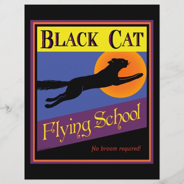 Flyer Volador de Halloween de Black Cat Flying School (Frente)