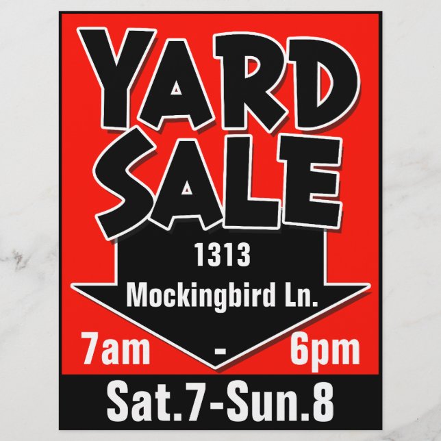 Flyer Volante/poster de personalizable de VENTA YARD (Frente)