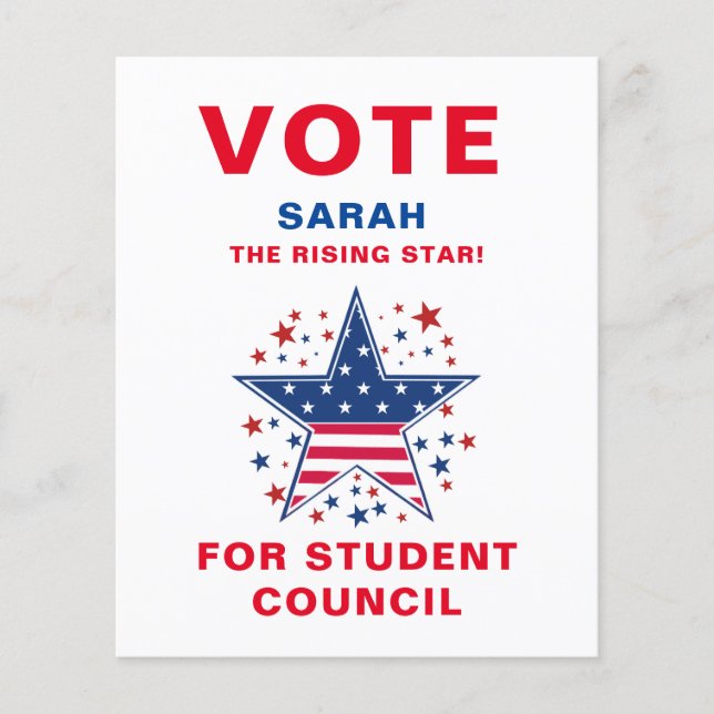 Flyer Voto artístico para presidente de clase: estrella  (Frente)