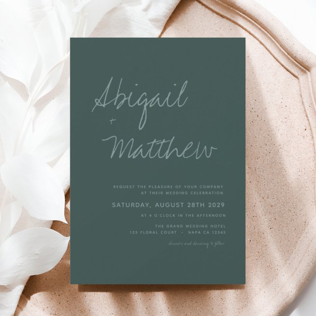 Flyer Vuelo de invitación a la boda simple verde esmeral (Subido por el creador)