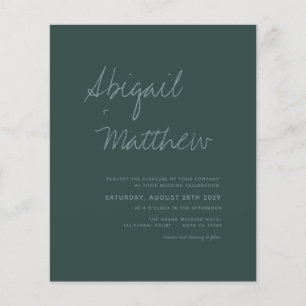Flyer Vuelo de invitación a la boda simple verde esmeral