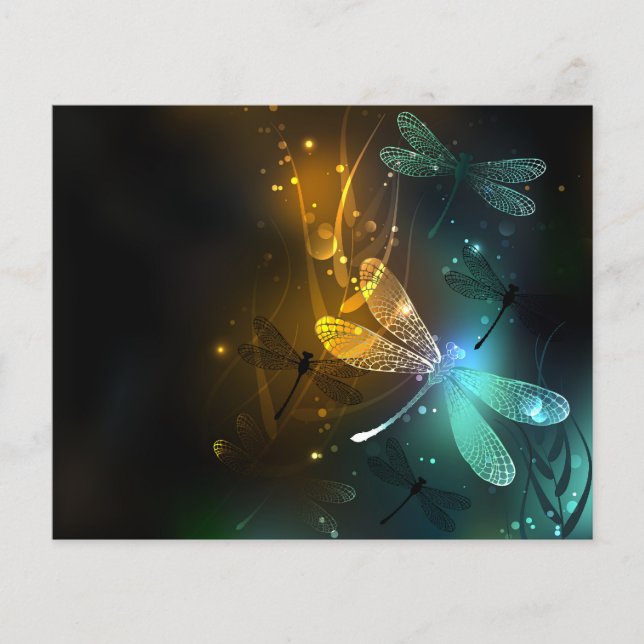 Flyer Vuelo de libélula luminosa verde (Frente)
