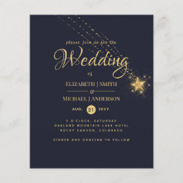 Flyer Vuelos de invitación a la boda azul estrellada de 