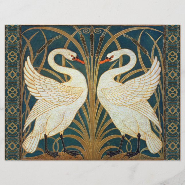 Flyer Walter Crane Swan, Iris y Rush Art Nouveau (Frente)