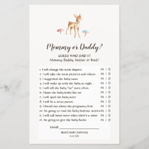 Flyer Watercolor Baby Deer Mushrooms mami or Daddy Game