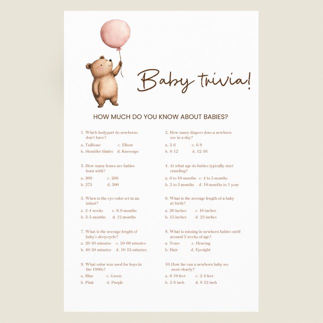 Flyer Watercolor Bear Baby Trivia Game  (Subido por el creador)