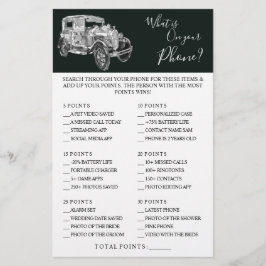 Flyer Wedding Car What is on your Phone Shower Game Card