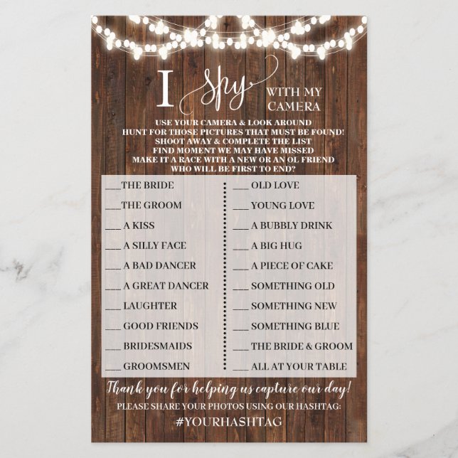 Flyer Western I Spy Country Wedding Tarjeta de juego de  (Frente)